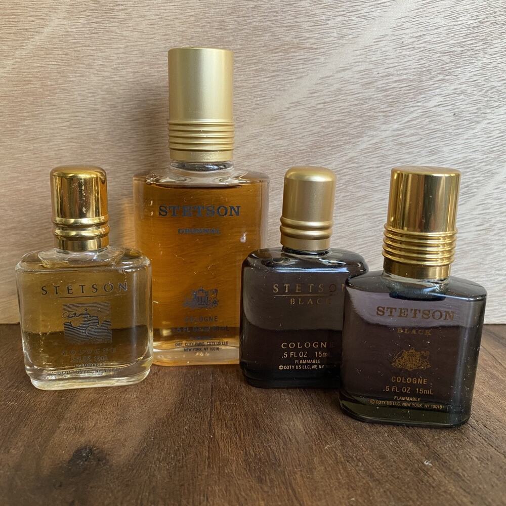 Lot 4 Stetson Cologne Splash Original Black Coty .5 - 1.5 FL Oz Vintage